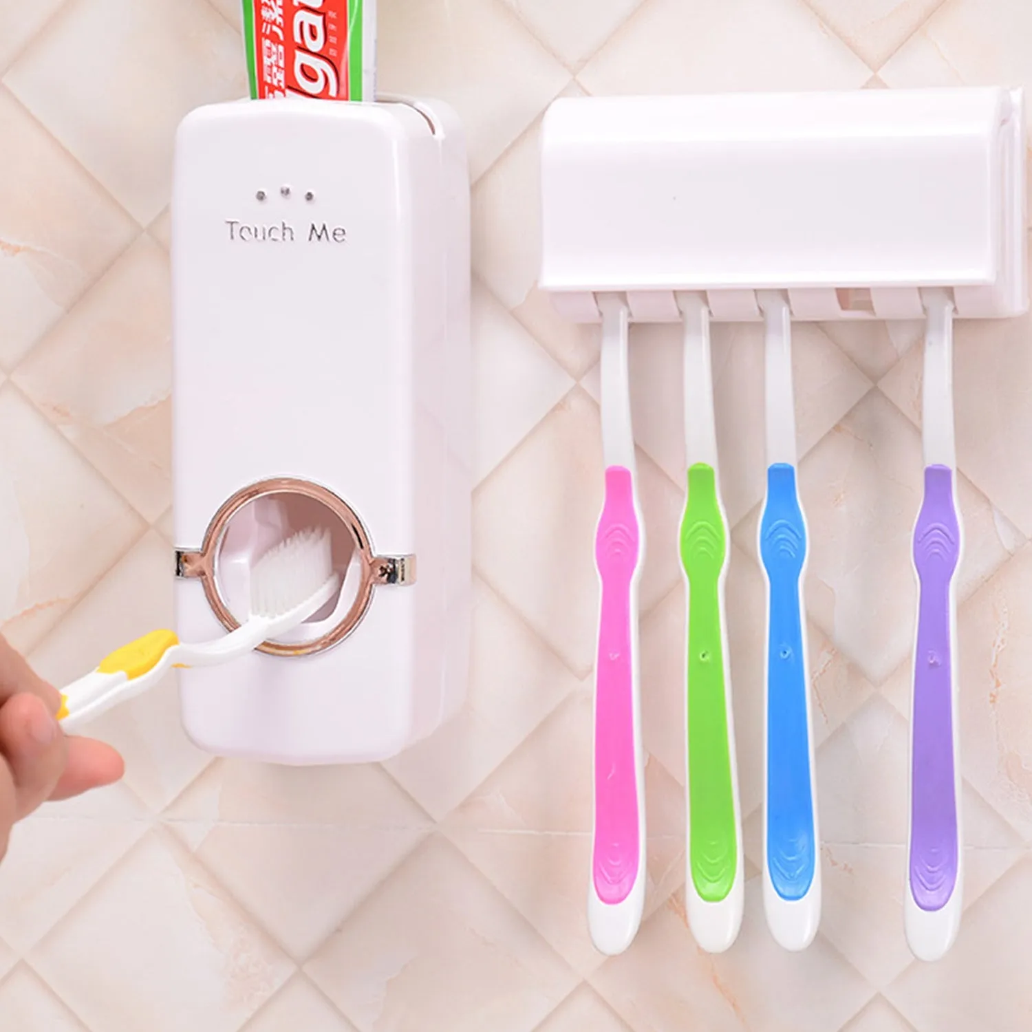 0174A Hands Free Wall Mounted Plastic Dust Proof Automatic Toothpaste Dispenser