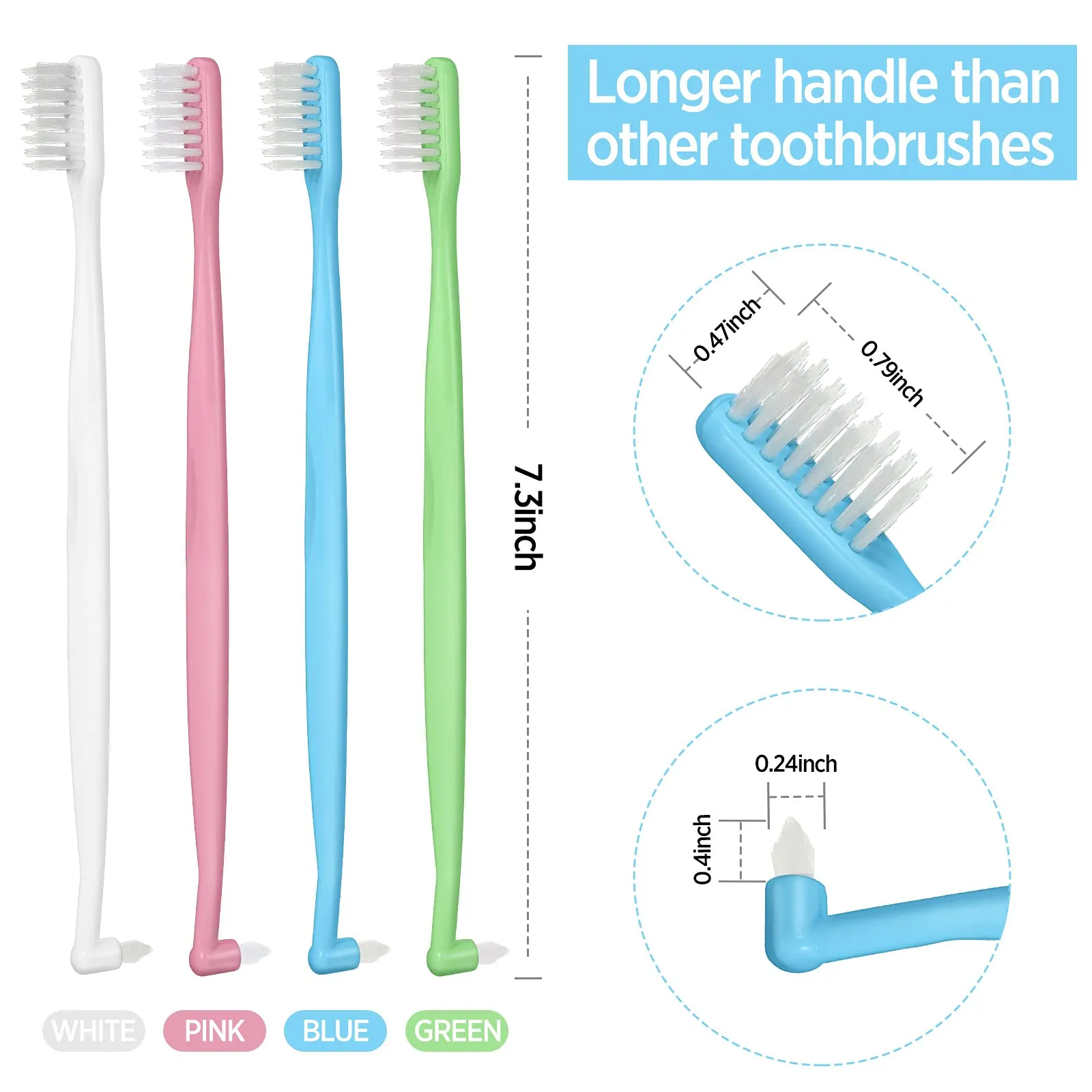 4 Pieces Tufted Toothbrush Brace Toothbrush Double Ended V-Trim Bristles Toothbrush Soft Trim Toothbrush Single Tufted Toothbrush for Braces Detail Cleaning