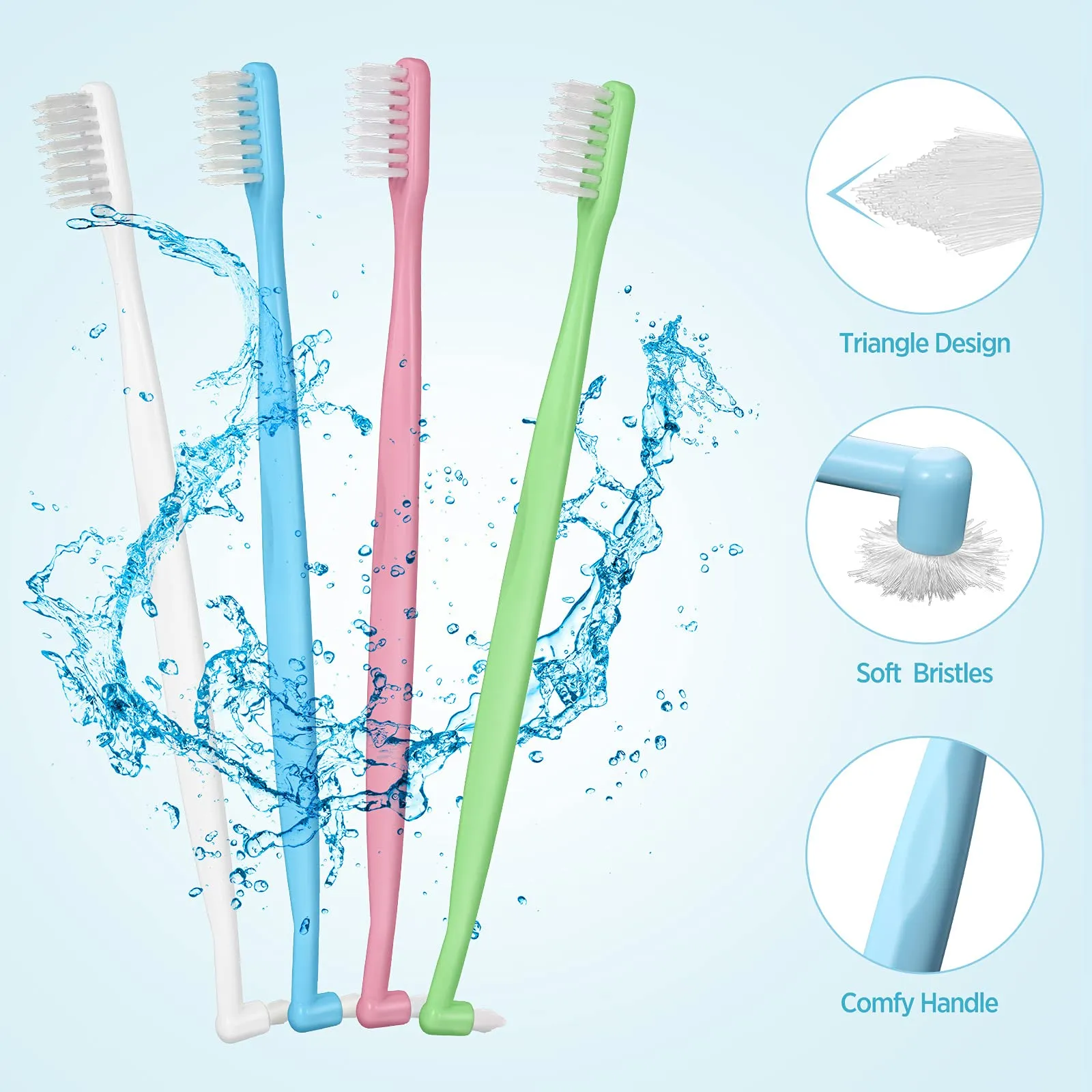 4 Pieces Tufted Toothbrush Brace Toothbrush Double Ended V-Trim Bristles Toothbrush Soft Trim Toothbrush Single Tufted Toothbrush for Braces Detail Cleaning