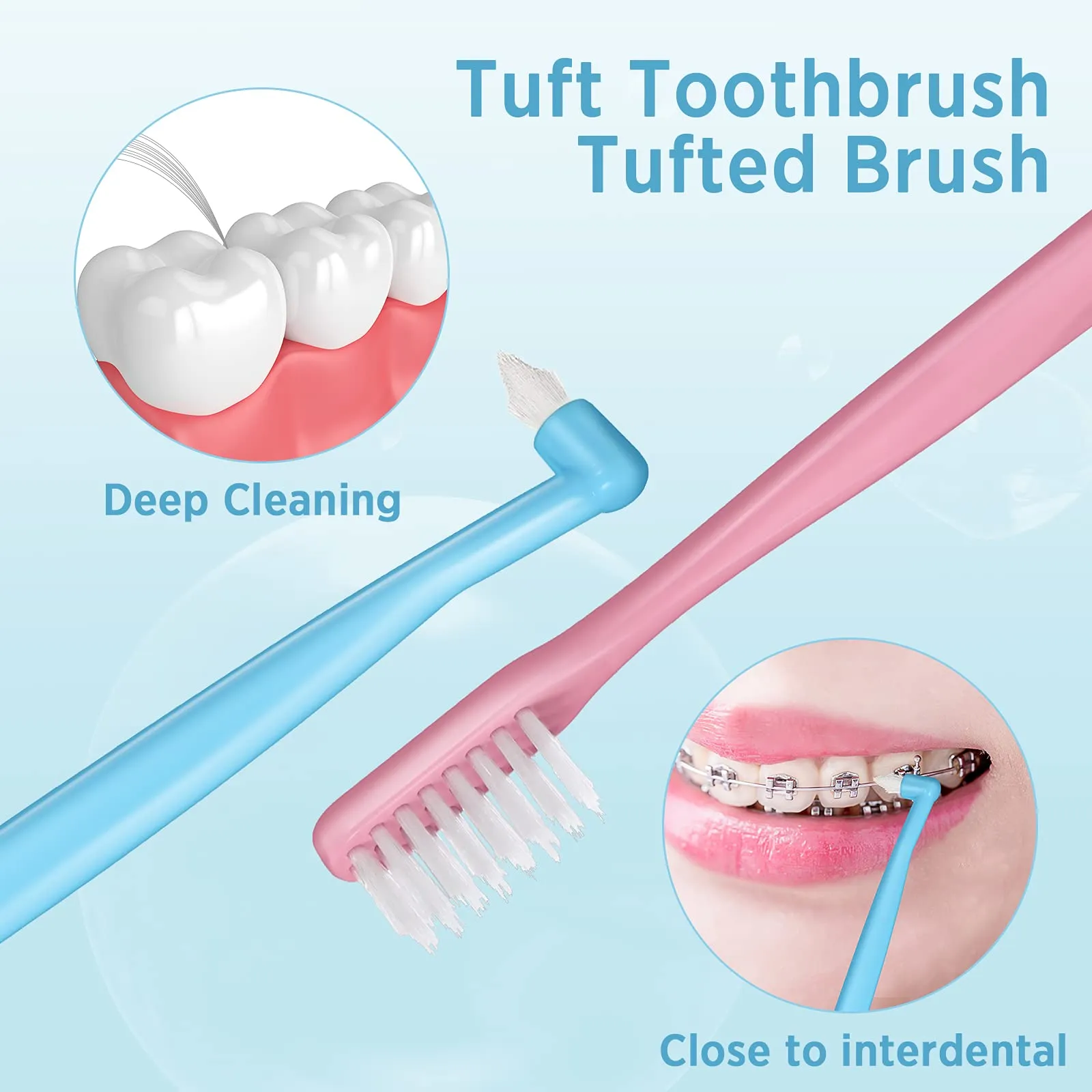 4 Pieces Tufted Toothbrush Brace Toothbrush Double Ended V-Trim Bristles Toothbrush Soft Trim Toothbrush Single Tufted Toothbrush for Braces Detail Cleaning