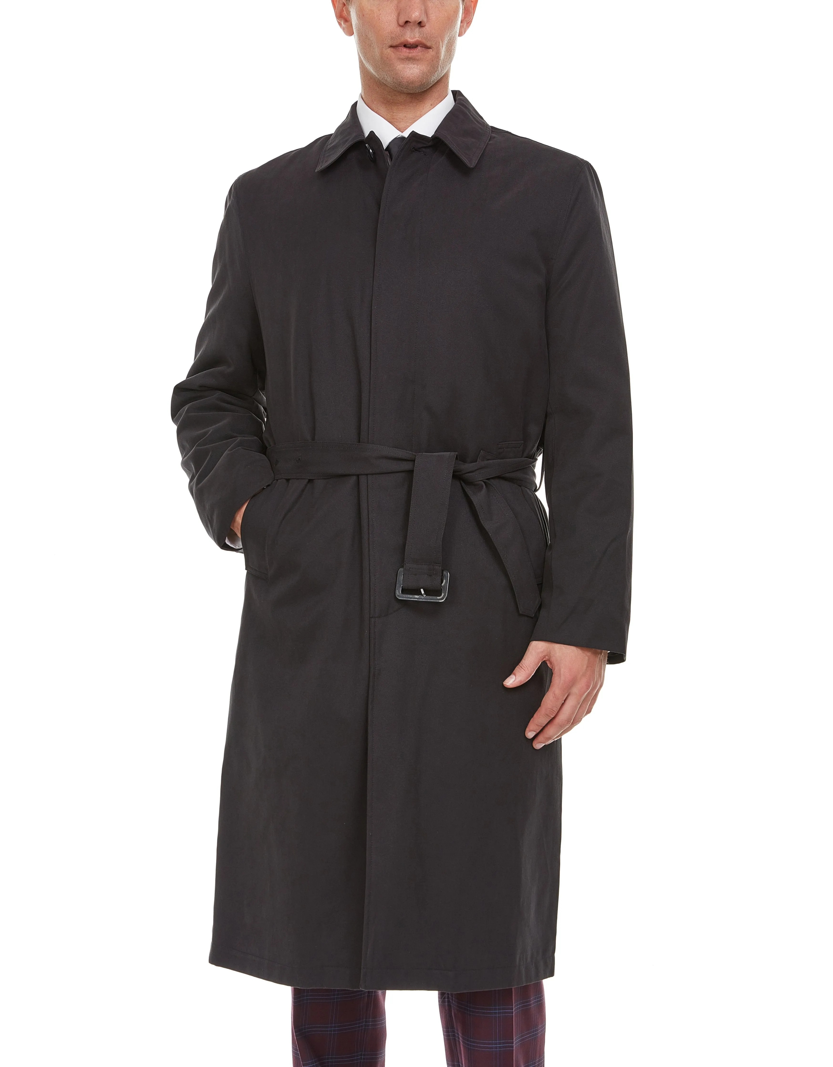 Adam Baker Men's Single Breasted Full Length Trench Coat All Year Round Raincoat