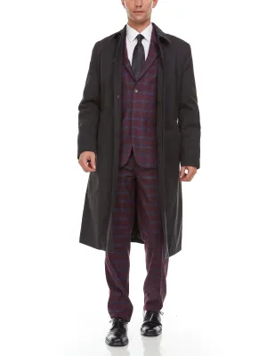 Adam Baker Men's Single Breasted Full Length Trench Coat All Year Round Raincoat