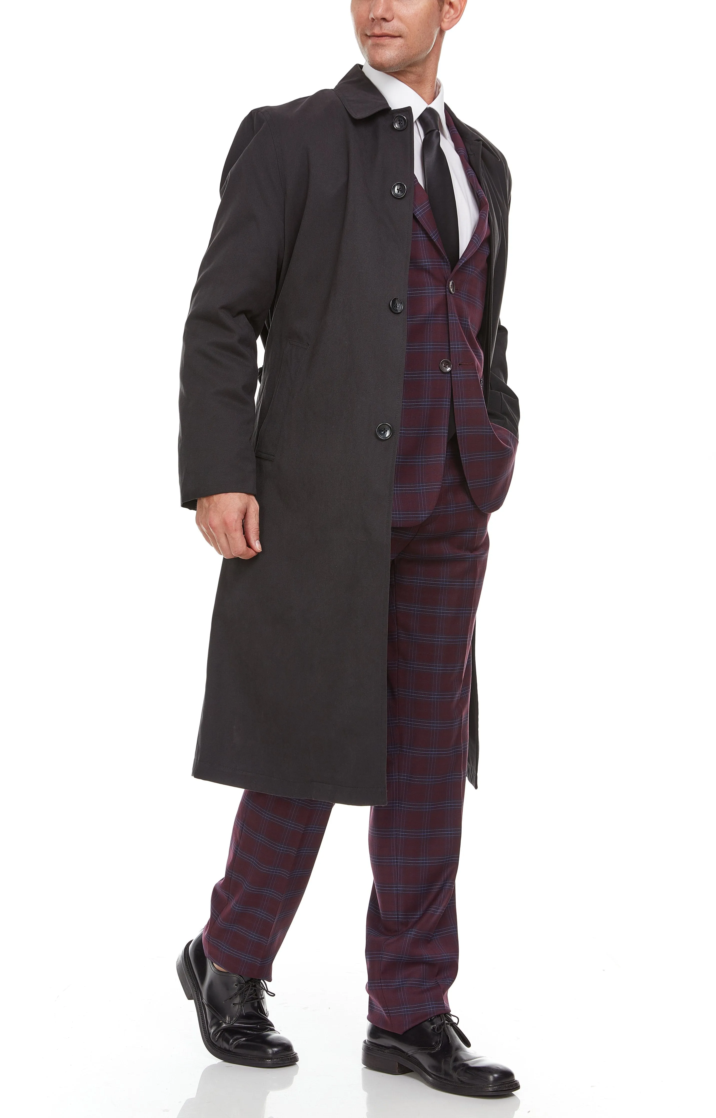 Adam Baker Men's Single Breasted Full Length Trench Coat All Year Round Raincoat