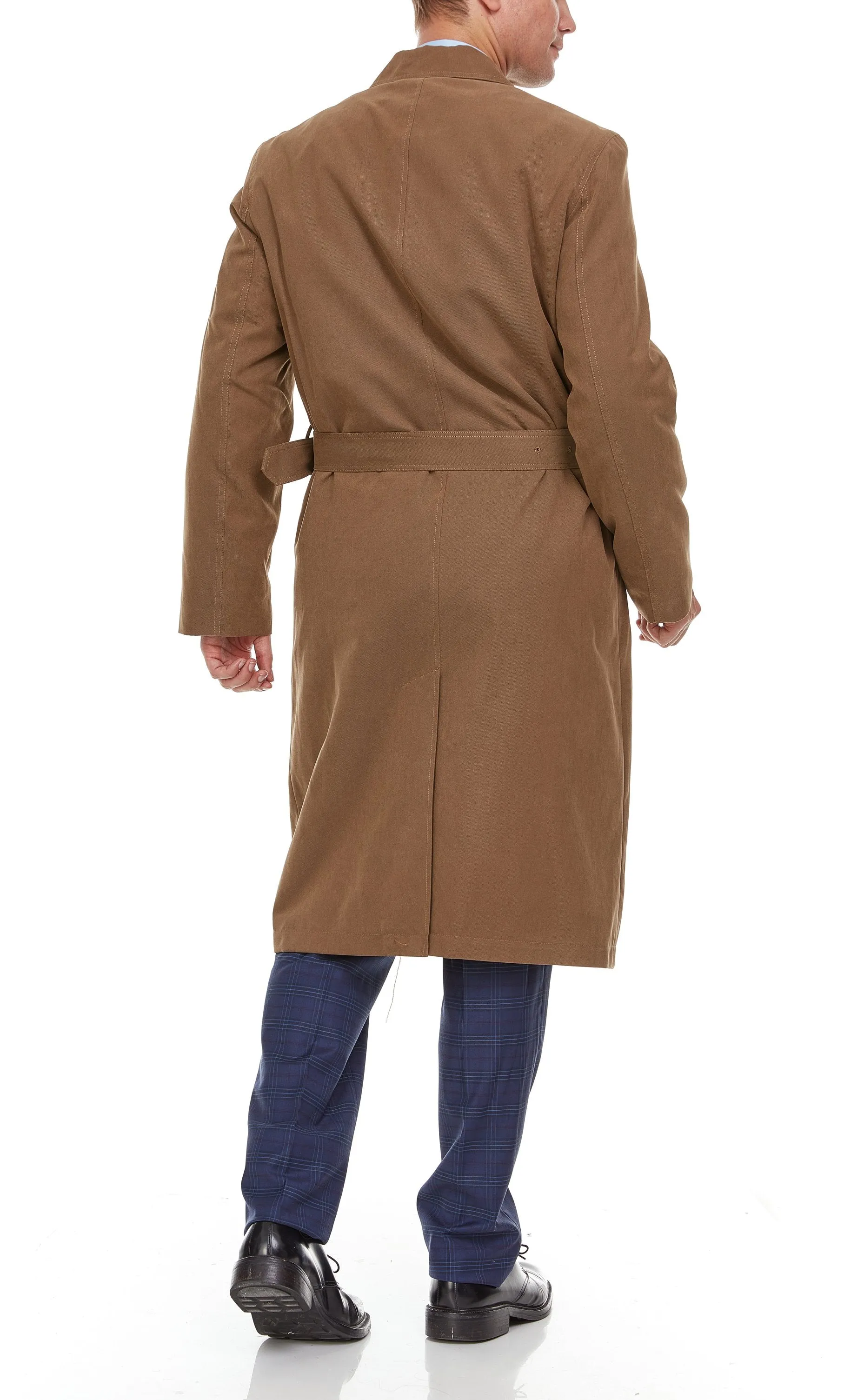 Adam Baker Men's Single Breasted Full Length Trench Coat All Year Round Raincoat