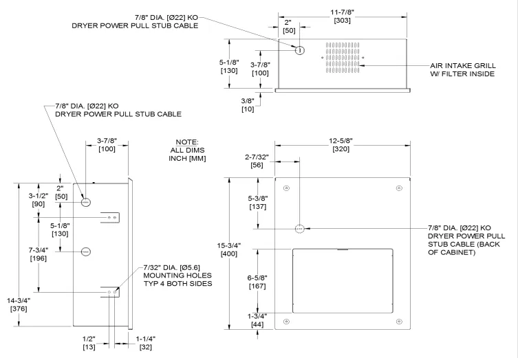 ASI® 0198-MH-1 SAFE-Dri™ 120V, High Speed, Recessed, Anti-Ligature Hand Dryer