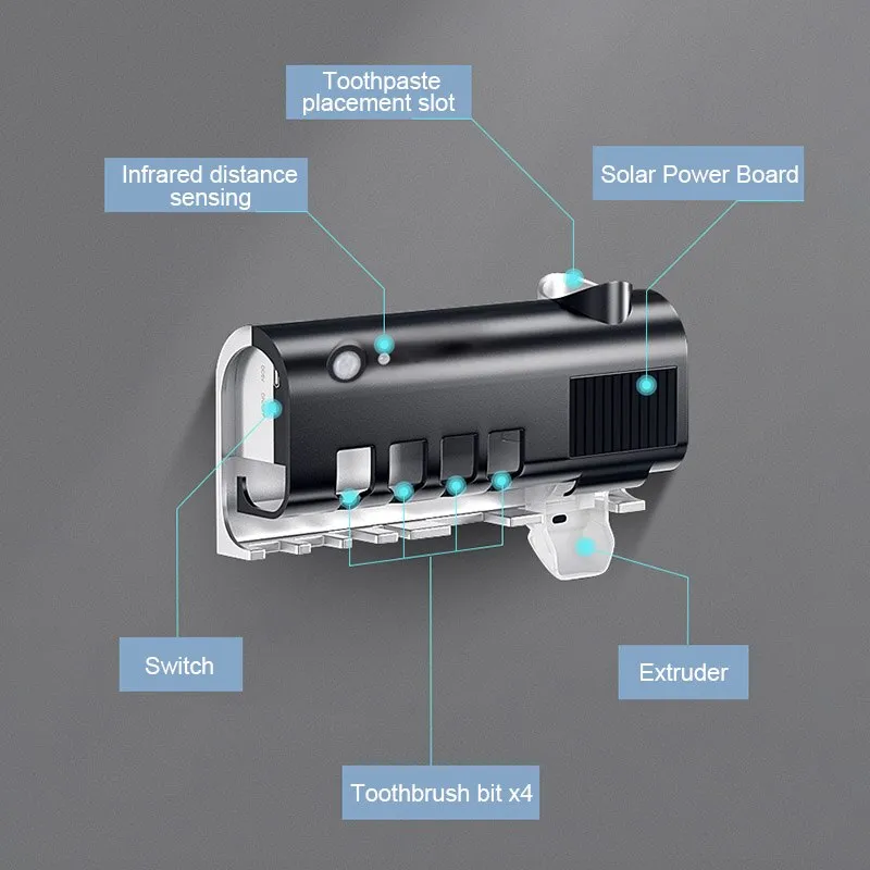 Automatic UV Toothpaste Dispenser Toothbrush Steriliser Storage