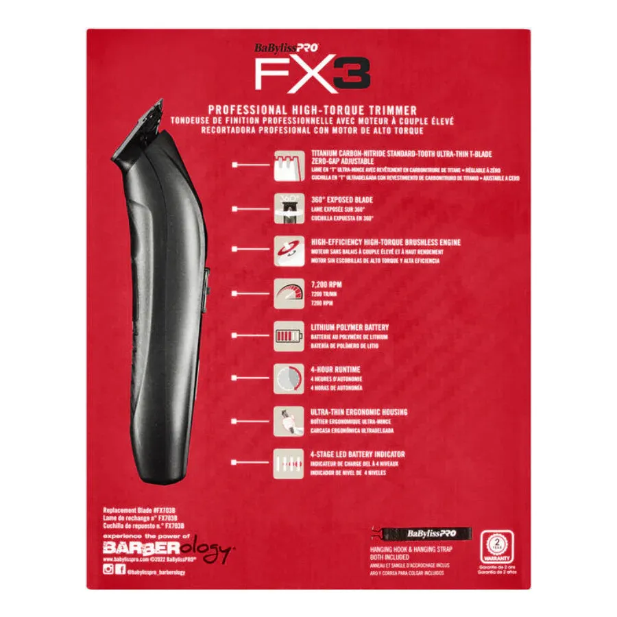 BaBylissPRO FX3 Professional High Torque Trimmer - Black