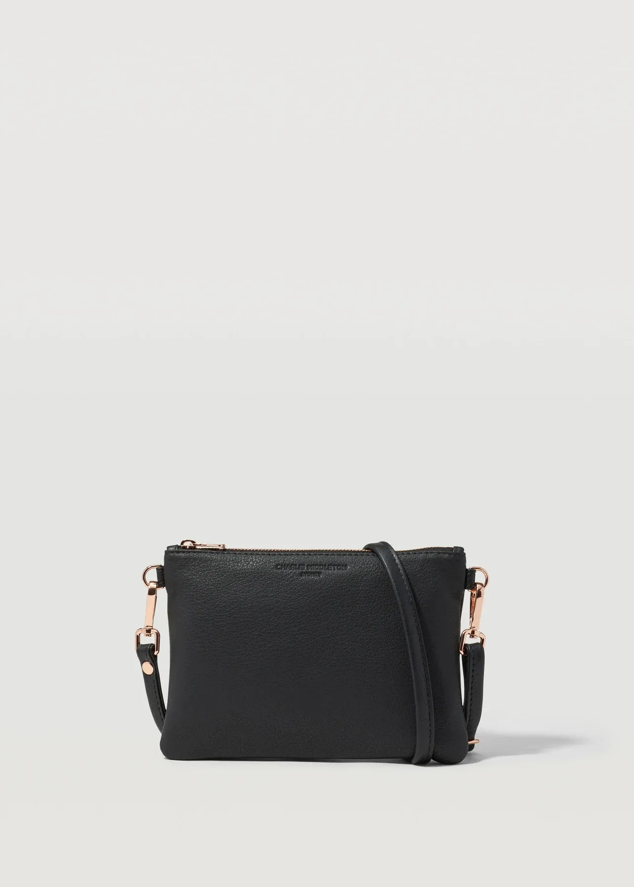 CHARLIE MIDDLETON - BLACK NAPPA ESSENTIALS CROSSBODY - ROSE GOLD