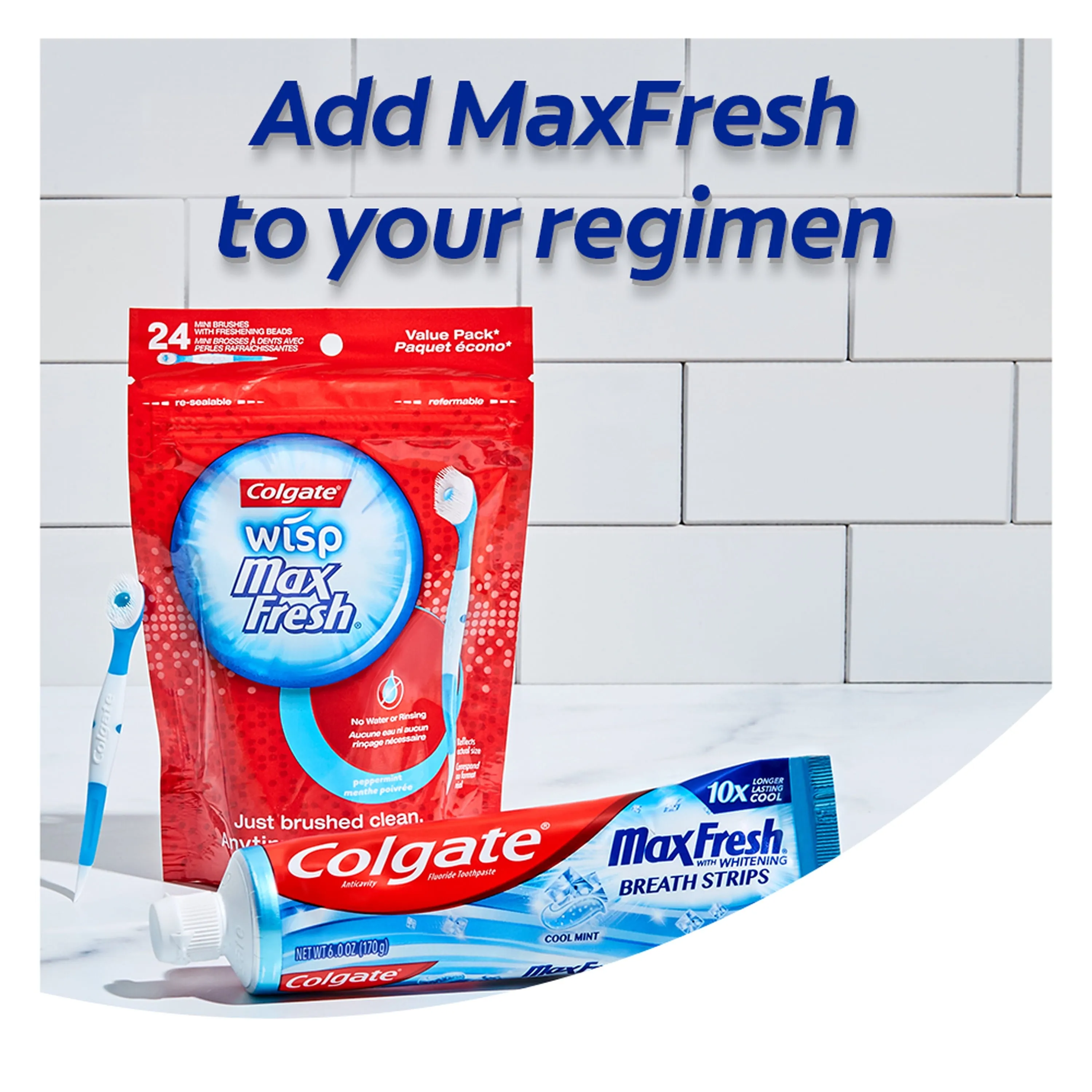 Colgate Max Fresh Knockout Toothpaste, Whitening Toothpaste with Mini Breath Strips, Mint Fusion, 3 Pack, 6.3 Oz Tubes