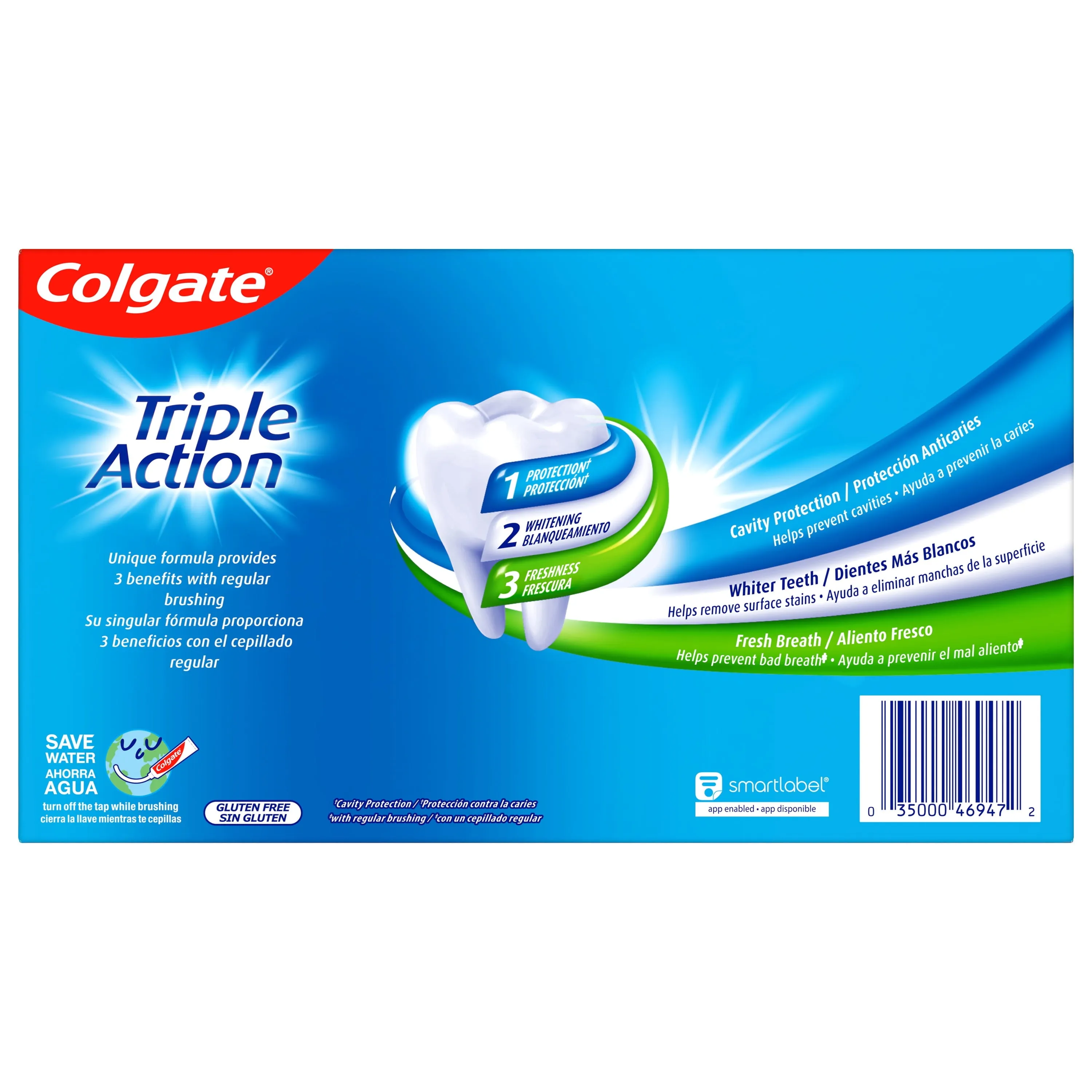 Colgate Triple Action Toothpaste, Original Mint, 3 Pack, 6 Oz Tubes