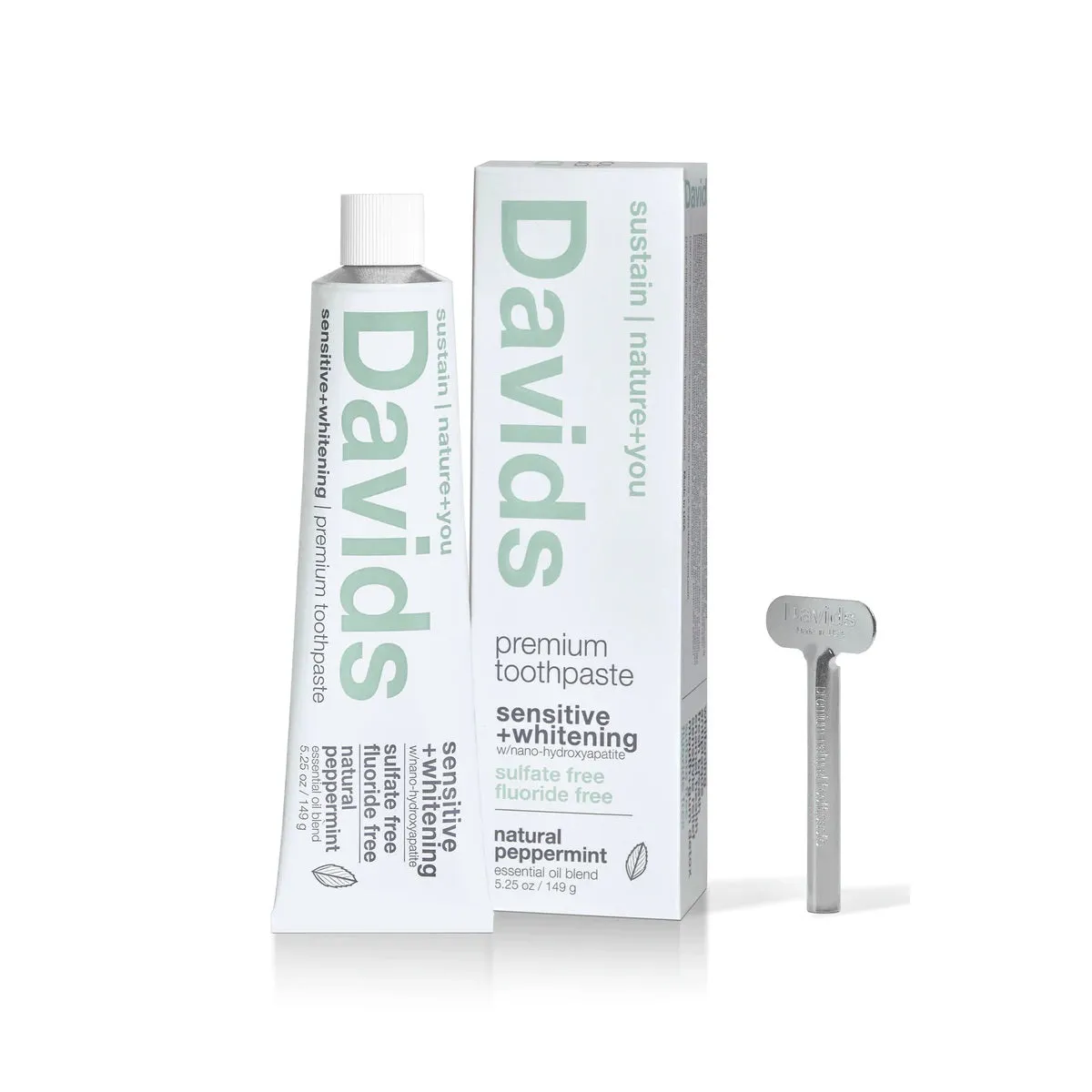 DAVID'S NATURAL TOOTHPASTE - Sensitive   Whitening Nano-Hydroxyapatite Premium Toothpaste / Peppermint