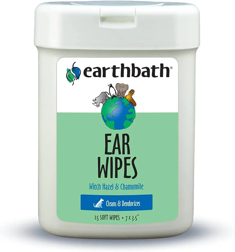 EarthBath Witch Hazel Fragrance Free Ear Wipes for Dogs and Cats