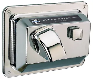 Excel Dryer Hands On® R76-C Hand Dryer - Polished Chrome on Zinc Alloy Push-Button Semi Recessed