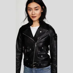 Florence Black Biker Leather Jacket