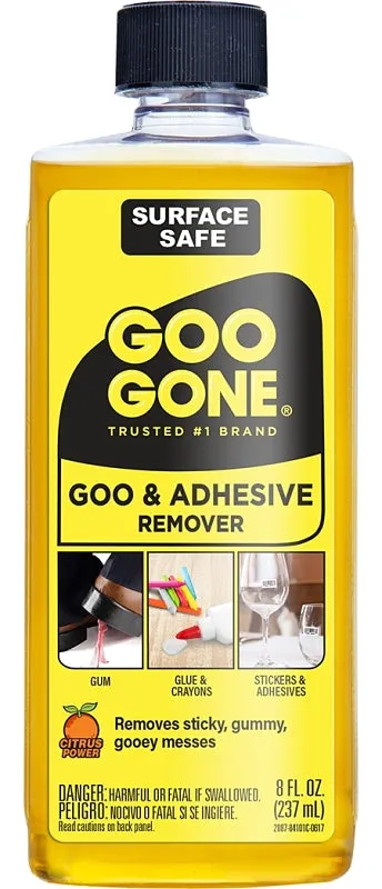 Goo Gone 2087 Goo and Adhesive Remover, 8 oz Bottle, Liquid, Citrus, Yellow :EA: QUANTITY: 1