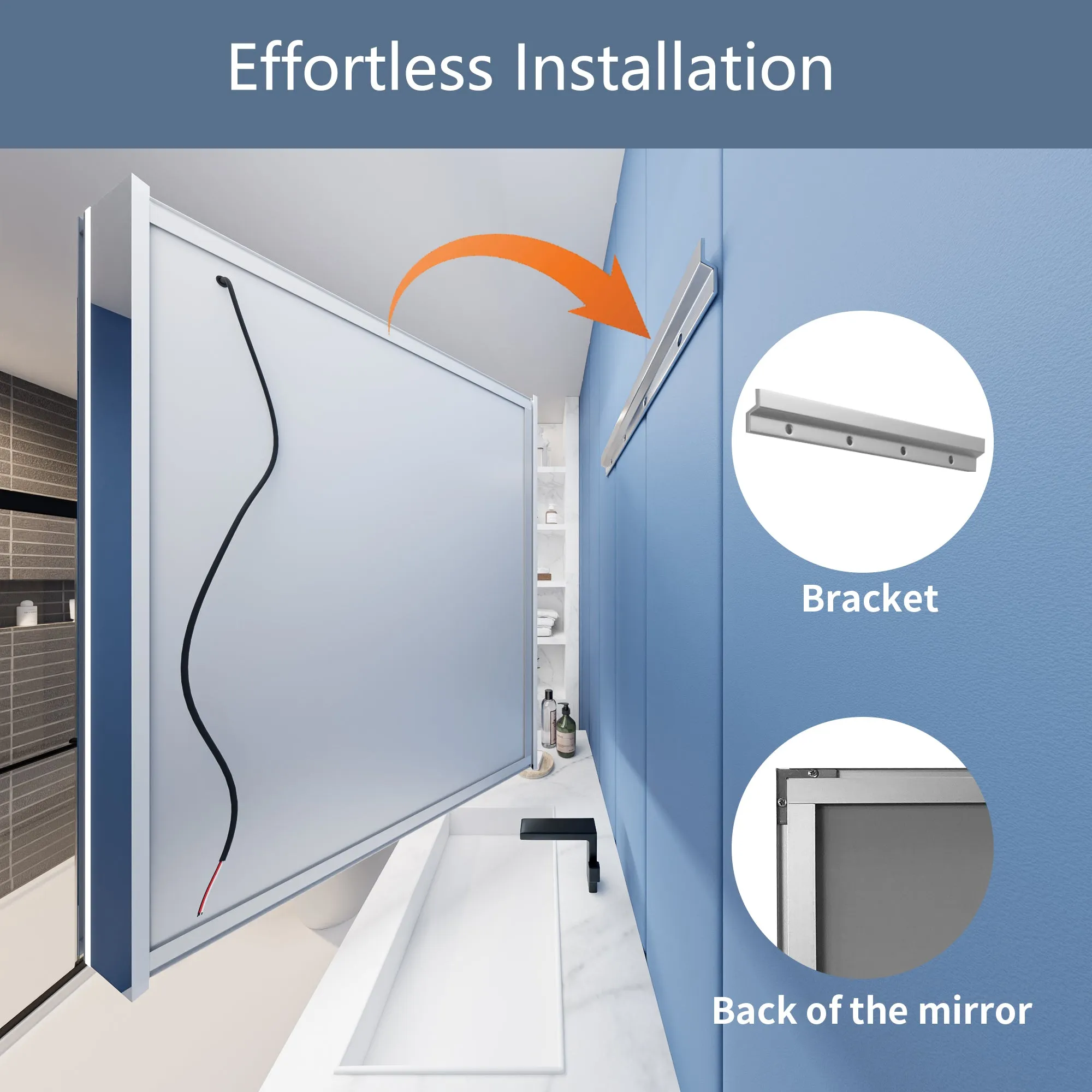 Illusion 24" x 32" LED Lighted Medicine Cabinet with Magnifiers Front and Back Light,Hinge on the Right