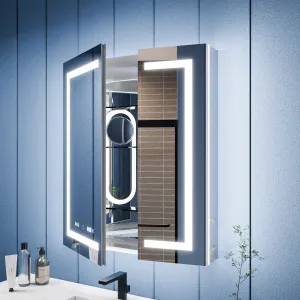 Illusion-B 36" x 36" LED Lighted Inset Mirrored Medicine Cabinet with Magnifiers Front and Back Light