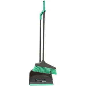 JVL Long Handle Dustpan And Brush - Grey