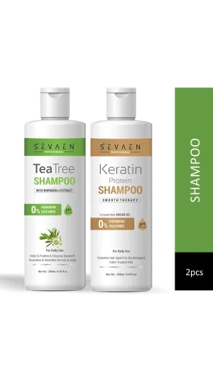 Keratin Protein Hair Shampoo 250ml and TeaTree shampoo 250ml No Paraben & Mineral Oil-for Men and Women Combo