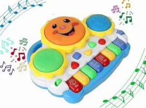 Multi-Color Drum Keyboard Musical Toy with Flashing Lights, Animal Sounds & Songs for Kids (Above 3 years)