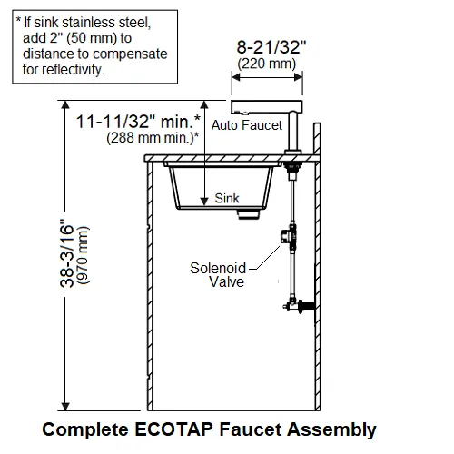 PALMER FIXTURE EcoTap AUTOMATIC FAUCET AF0304-09 Ultra Series - Automatic Deck-Mounted Stainless Steel Faucet with Thermomixer