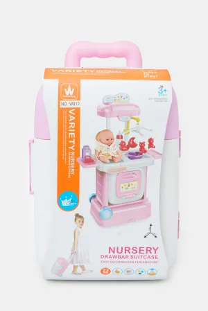 Pink Nursery Drawbar Suitcase Play Set