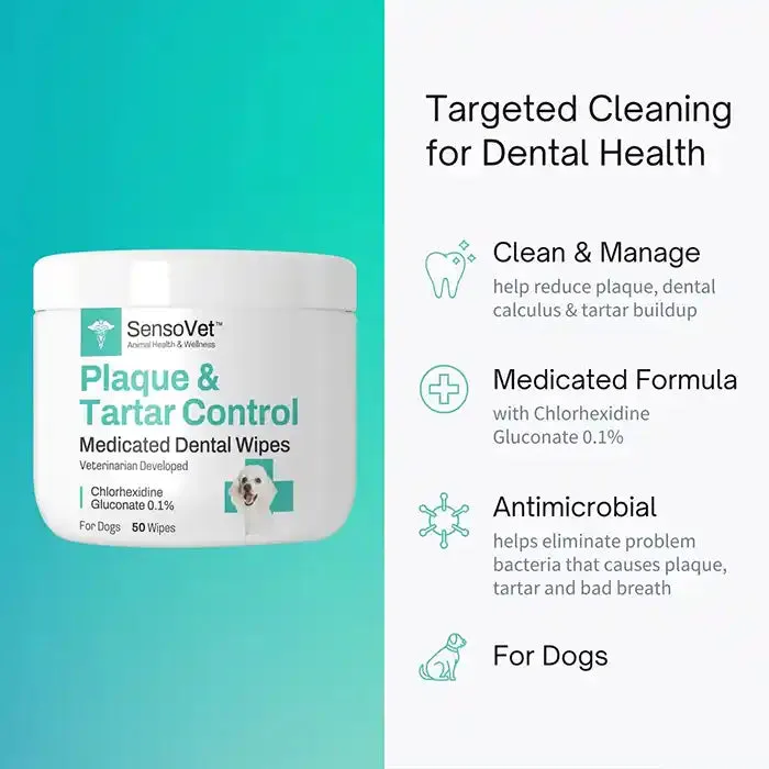 Plaque & Tartar Control Dental Wipes For Dogs