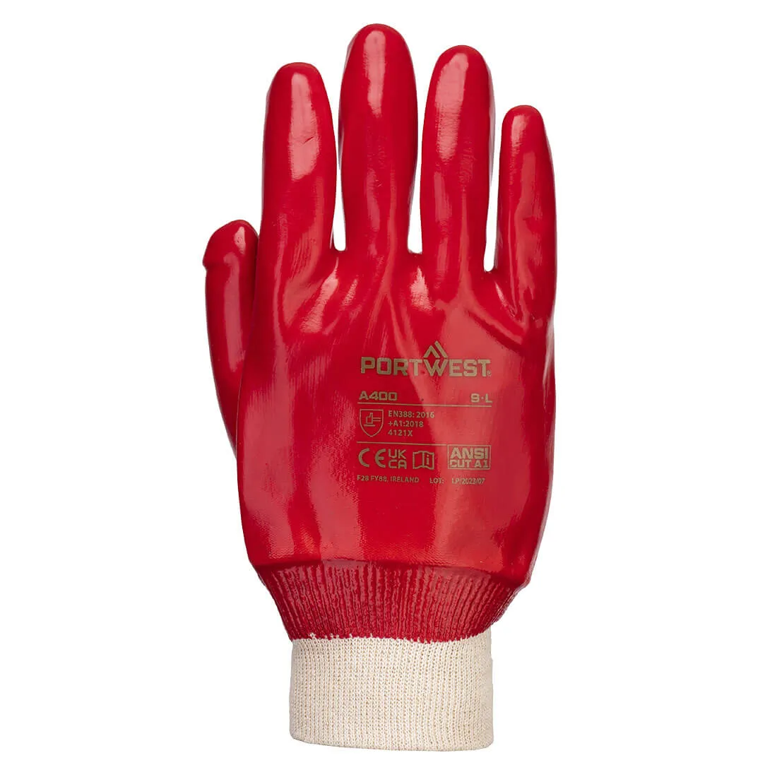 Portwest Red PVC Knit Wrist Glove