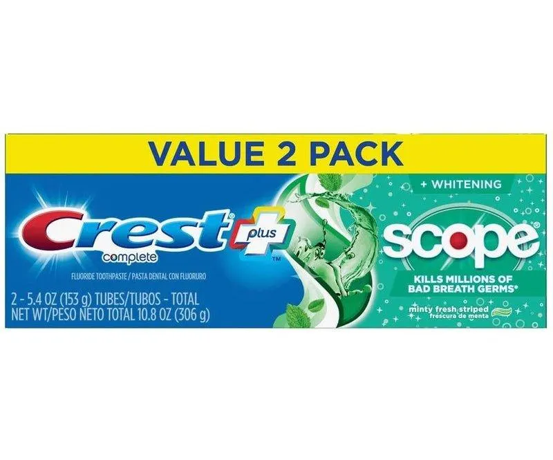 "Freshen Your Breath and Strengthen Your Teeth with Crest Minty Fresh Toothpaste - Get More Value with Our 2-Pack Deal!"