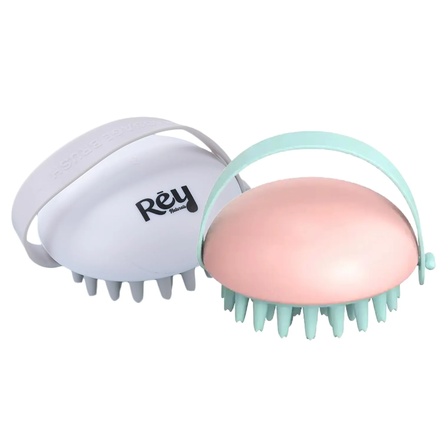 Rey Naturals Hair Scalp Massager Shampoo Brush for Men and Women -Hair Growth, Scalp Care, and Relaxation - Soft Bristles for Gentle Massage Pink & White combo