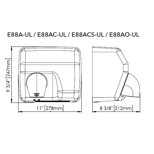 Saniflow® E88A-UL AUTOMATIC Hand Dryer - Steel Cover with White Enamel Finish