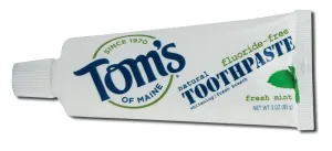 Tom's Of Maine Fresh Mint Whitening Flouride Free Toothpaste 3 oz Tube