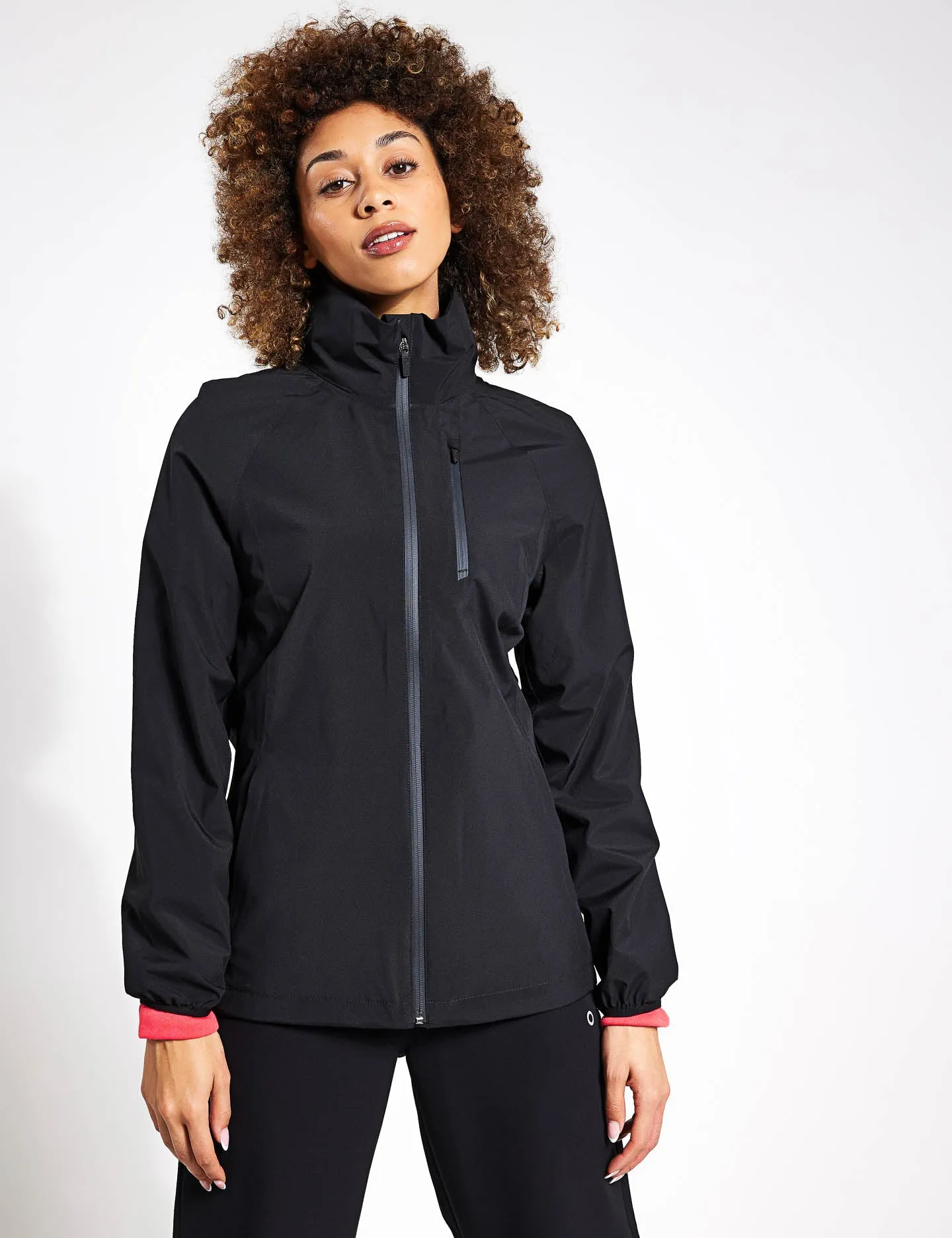 Waterproof Zip Up Hooded Jacket - Black