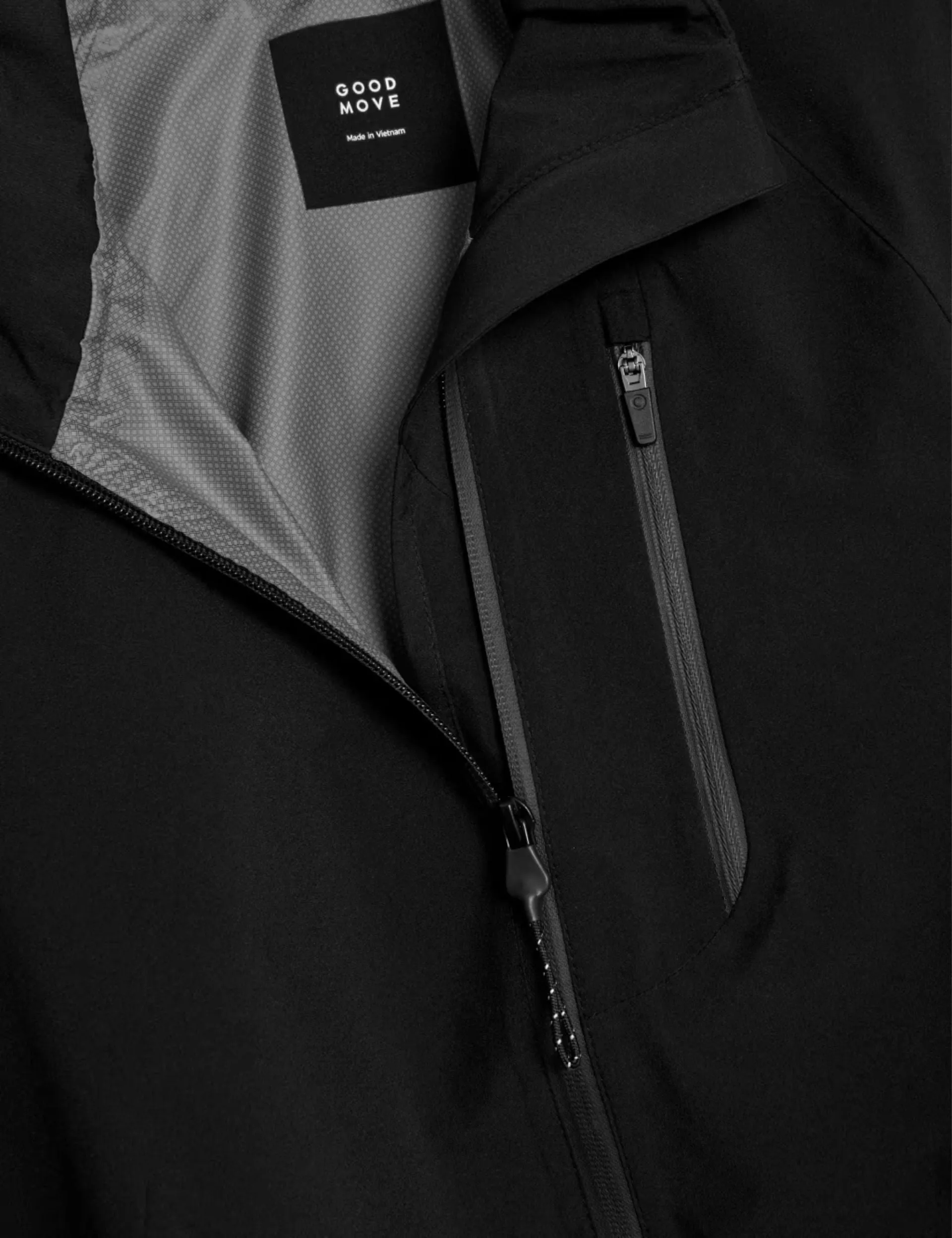 Waterproof Zip Up Hooded Jacket - Black