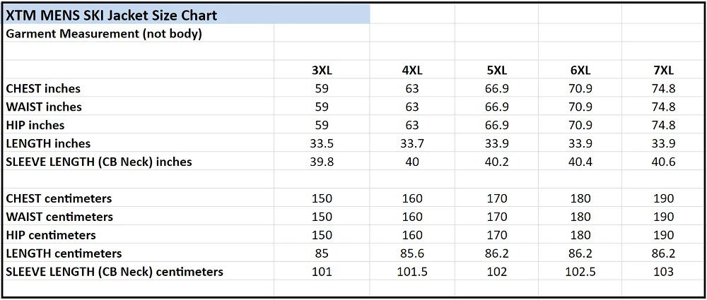 XTM Montana Mens Plus Size Ski Jacket Black Sizes 6XL-7XL