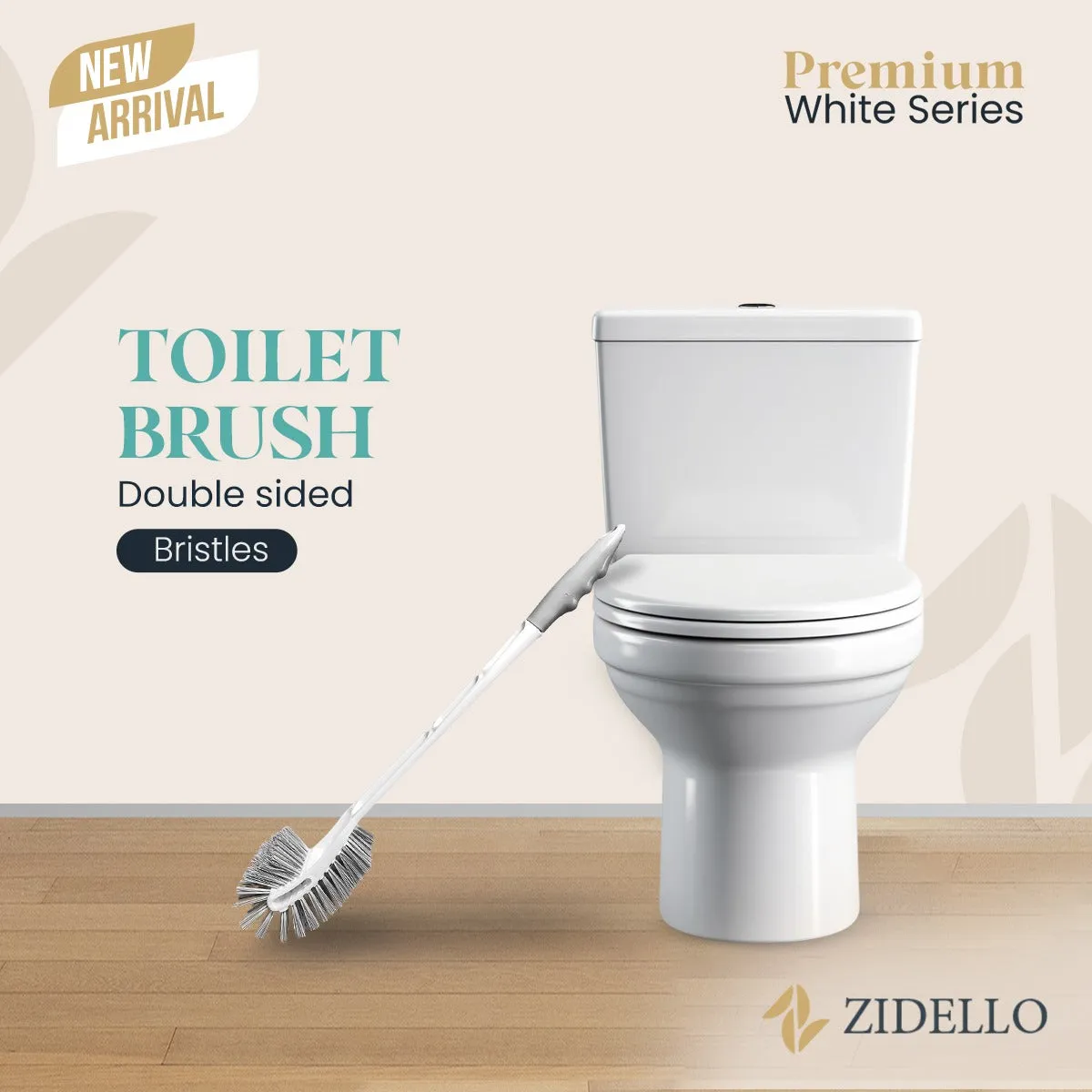 Zidello Premium White Toilet Brush - Double sided Bristles (Supreme)